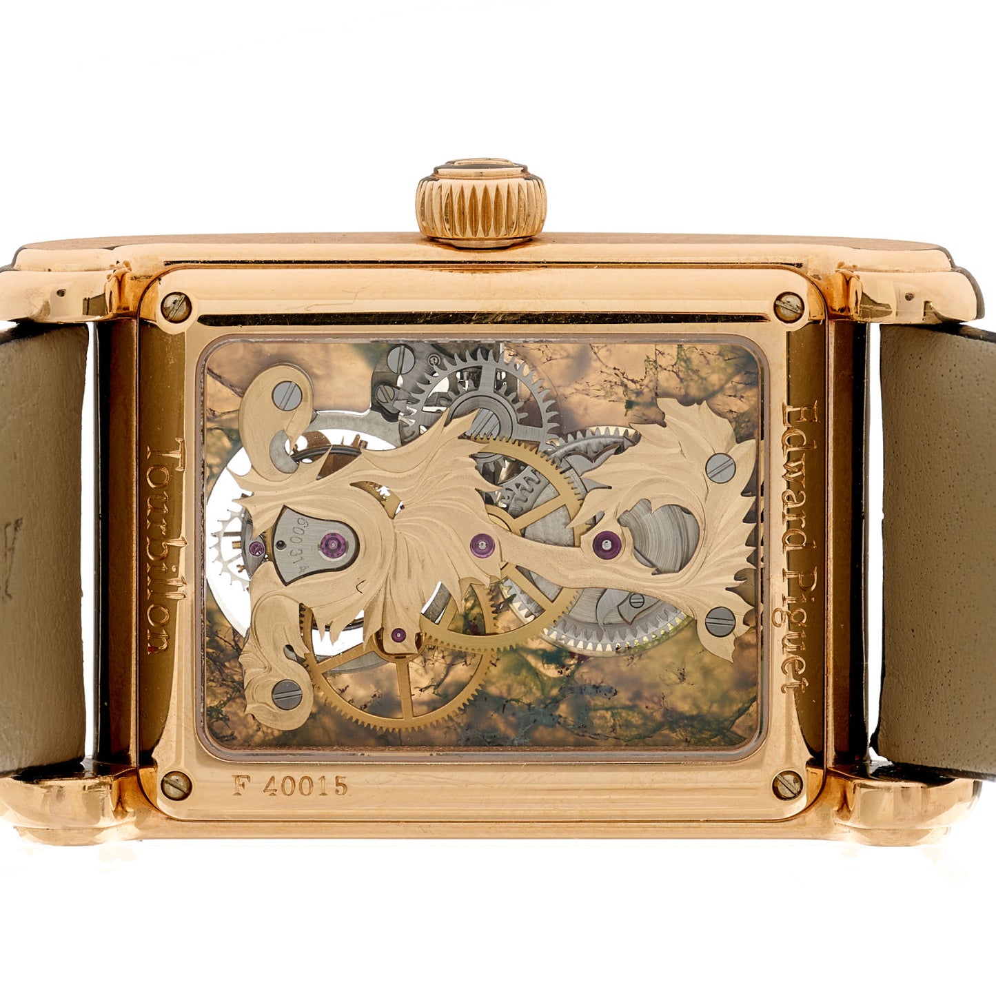 18K Rose Gold Alligator 29mm Edward Piguet Skeleton Tourbillon Manual Winding Watch 26049OR.OO.D088CR.01