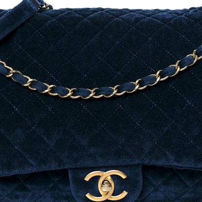 Chanel Velvet Quilted XXL Travel Flap Bag Blue 8 of 10