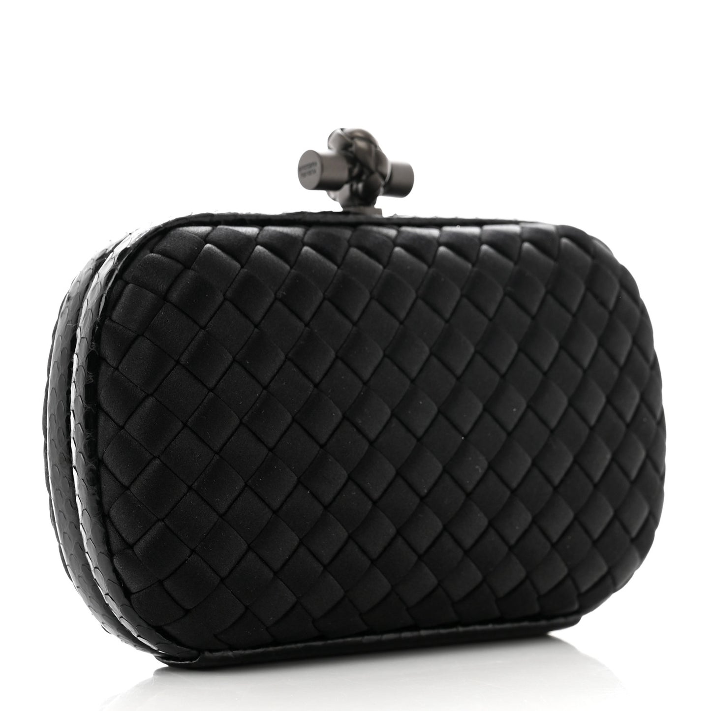 Satin Intreccio Impero Knot Clutch Black