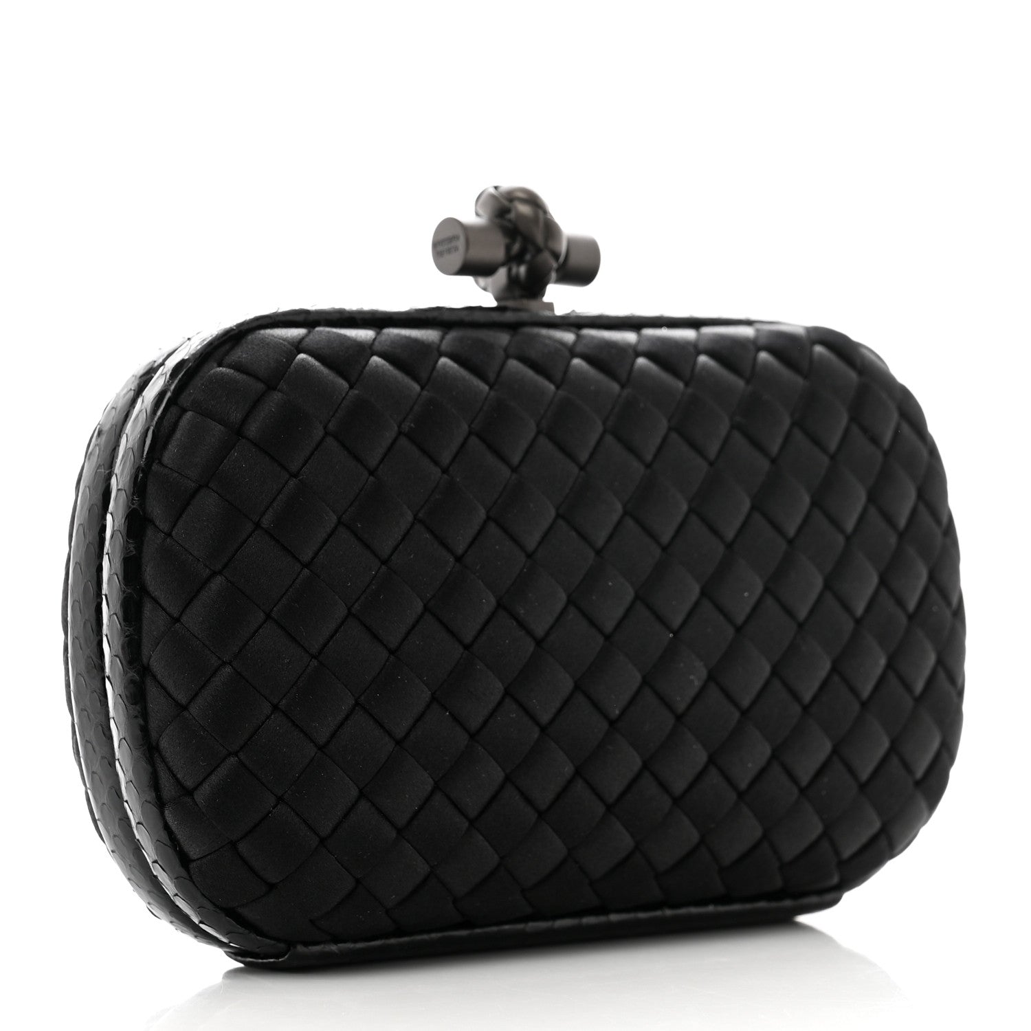 Bottega Veneta Satin Intreccio Impero Knot Clutch Black 3 of 6