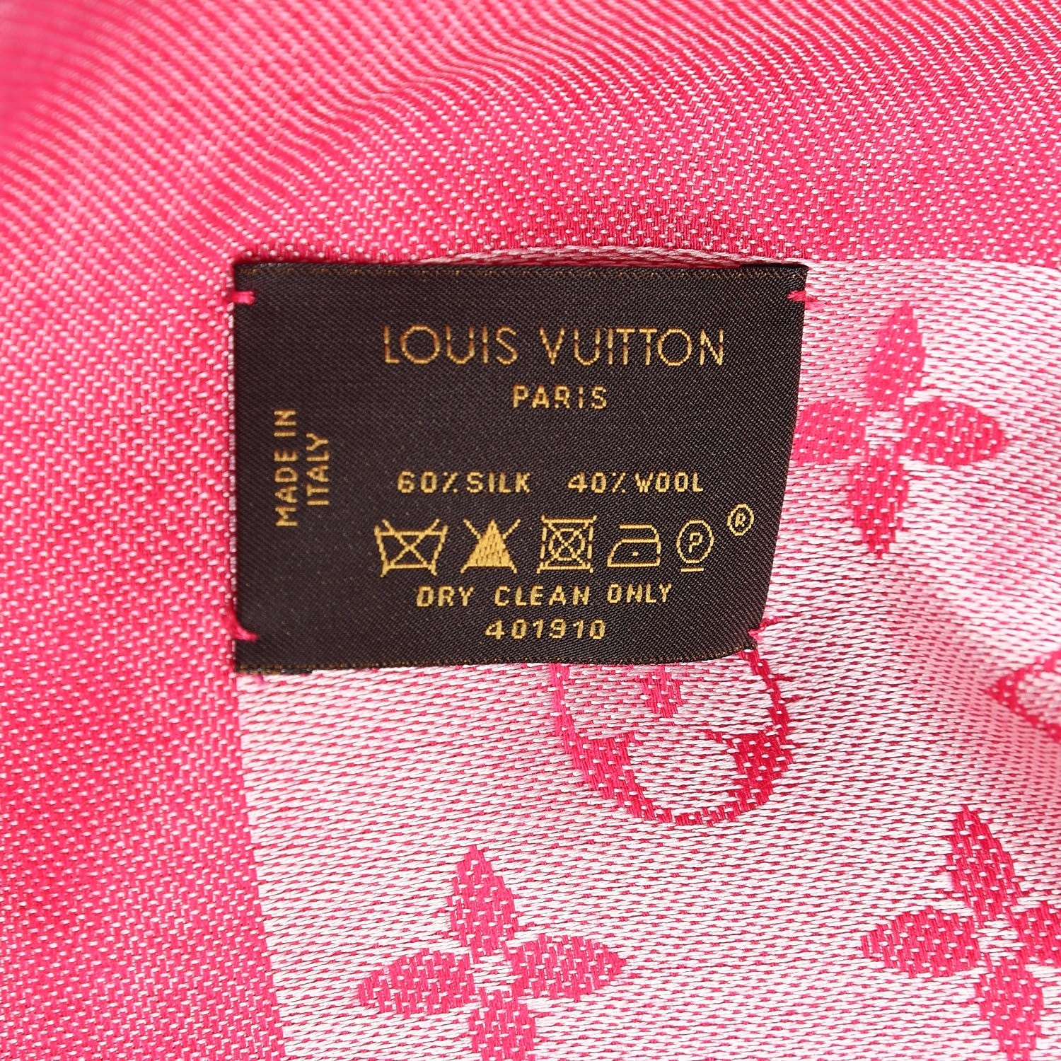 Louis Vuitton Silk Wool Monogram Denim Shawl Pivoine 4 of 4