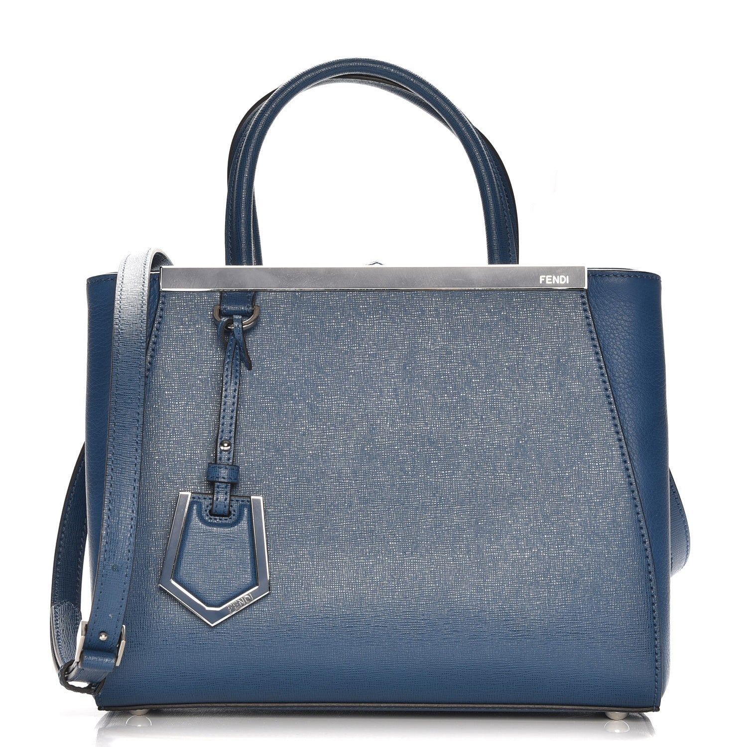Fendi Vitello Elite Petite 2Jours Tote Blue Cobalto 1 of 9
