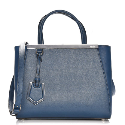 Fendi Vitello Elite Petite 2Jours Tote Blue Cobalto 1 of 9