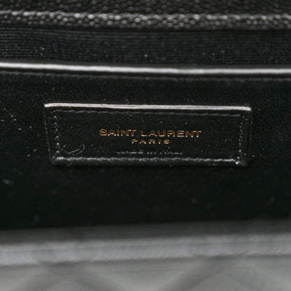 Saint Laurent Grain De Poudre Textured Mixed Matelasse Triquilt Medium Monogram Satchel Black 6 of 11