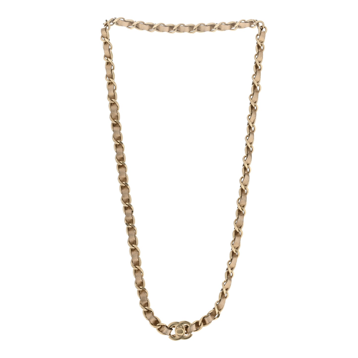 Metallic Lambskin CC Turnlock Necklace Gold