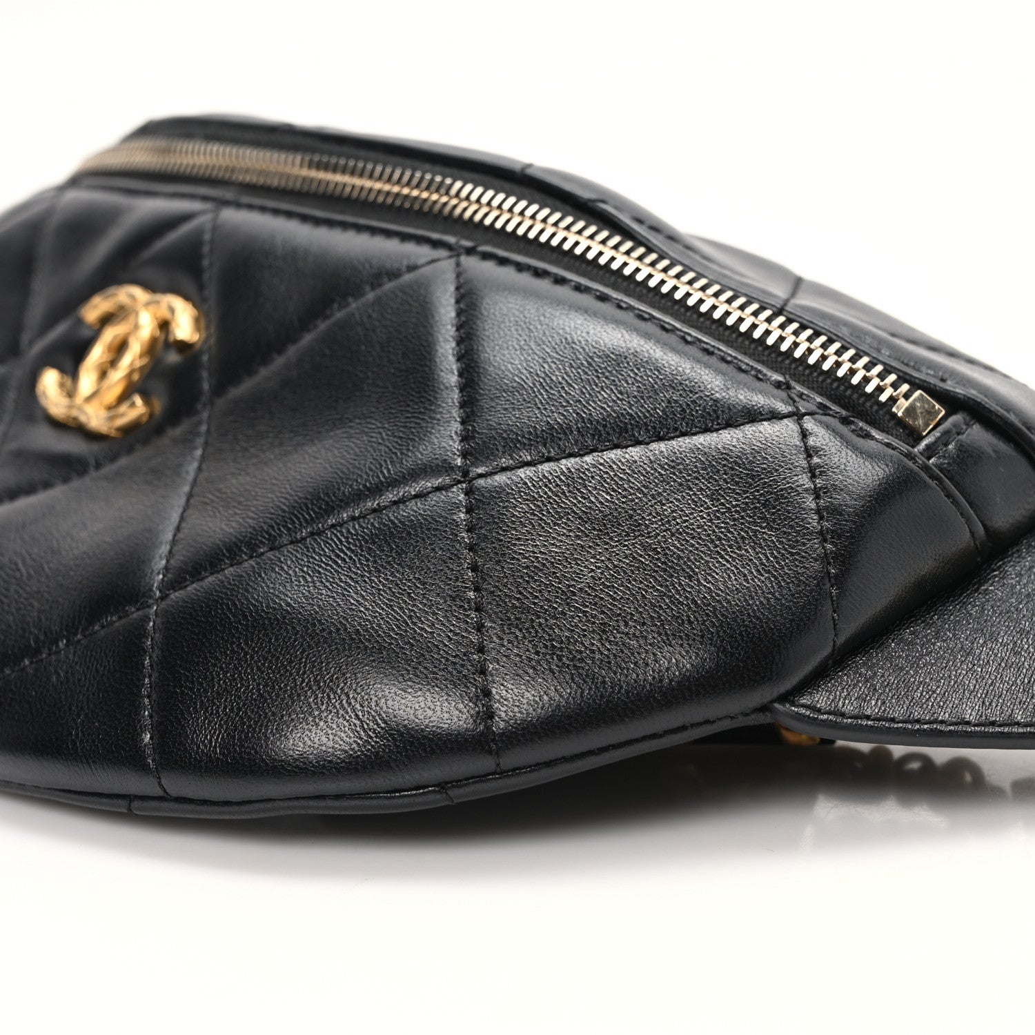 Chanel Lambskin Enamel Quilted Waist Bag Black 10 of 11