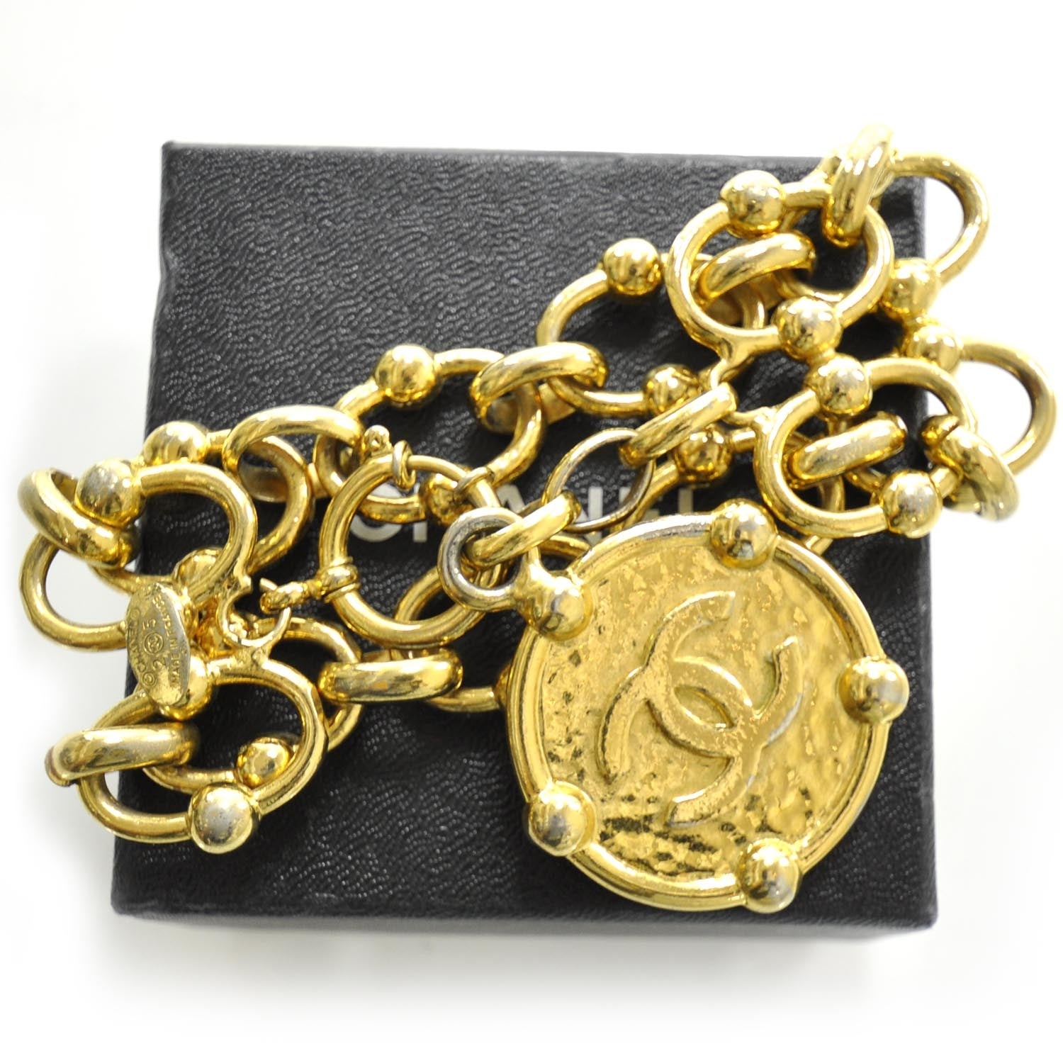 Chanel CC Medallion Chain Bracelet Gold 2 of 5