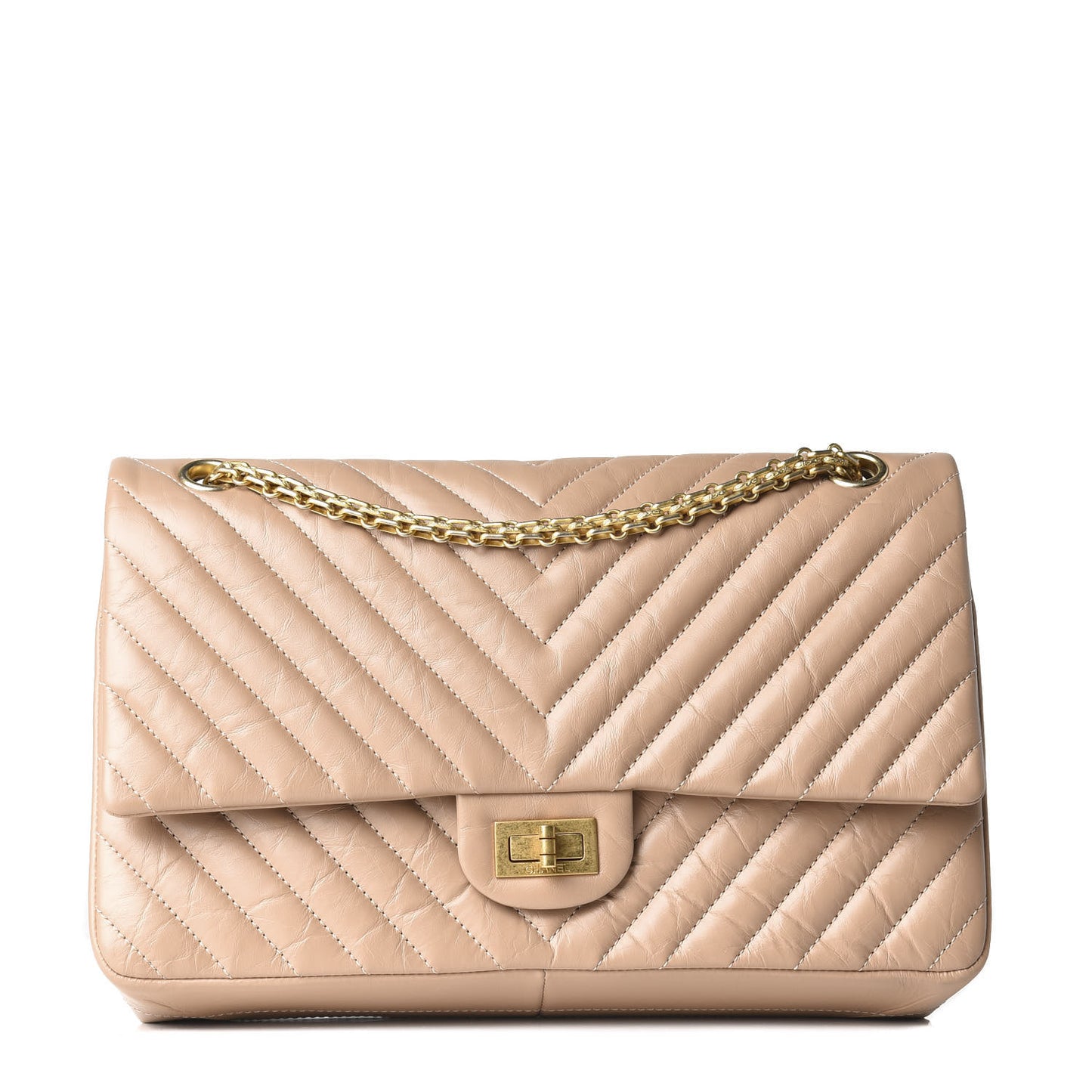 Aged Calfskin Chevron Quilted 2.55 Reissue 226 Flap Beige