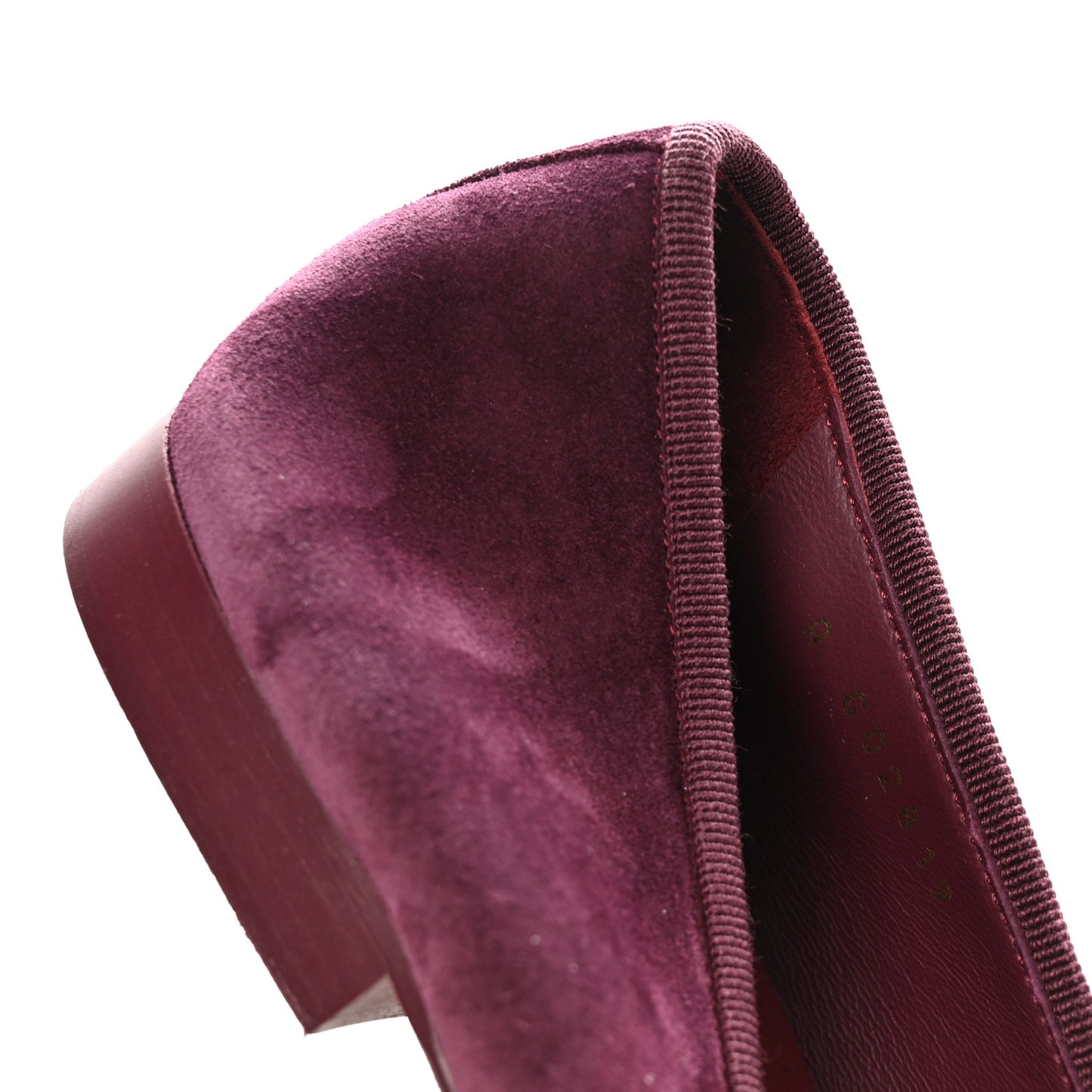 Suede Patent Calfskin Cap Toe CC Ballerina Flats 37 Burgundy