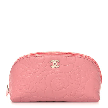 Chanel Lambskin Camellia Embossed Cosmetic Case Pink 1 of 11