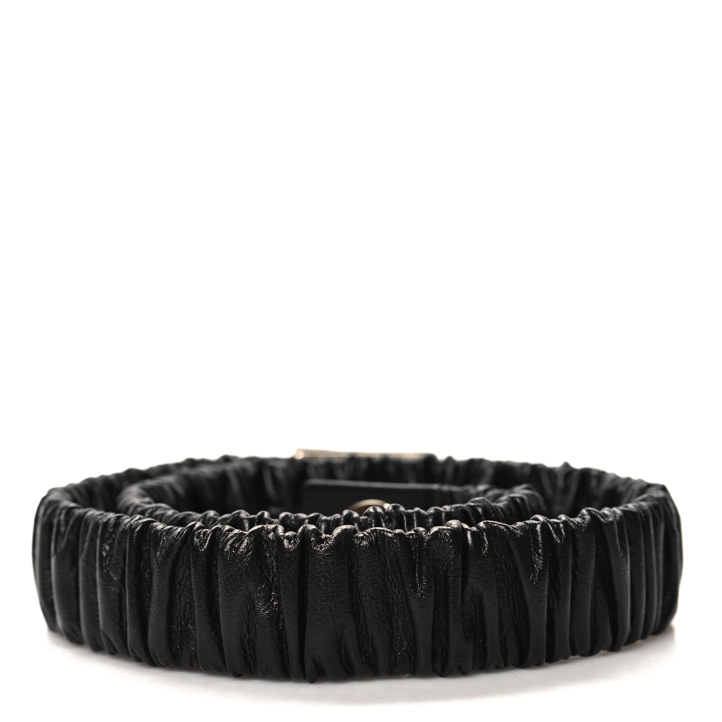 Lambskin Ruched Turn Lock CC Belt 70 28 Black