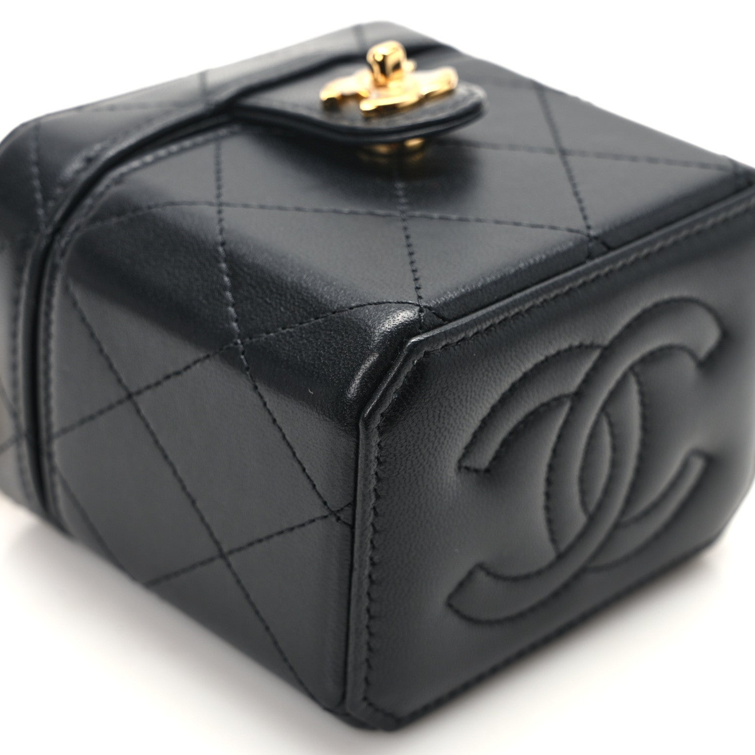 Chanel Lambskin Quilted Vanity Clutch With Chain Black 11 of 13