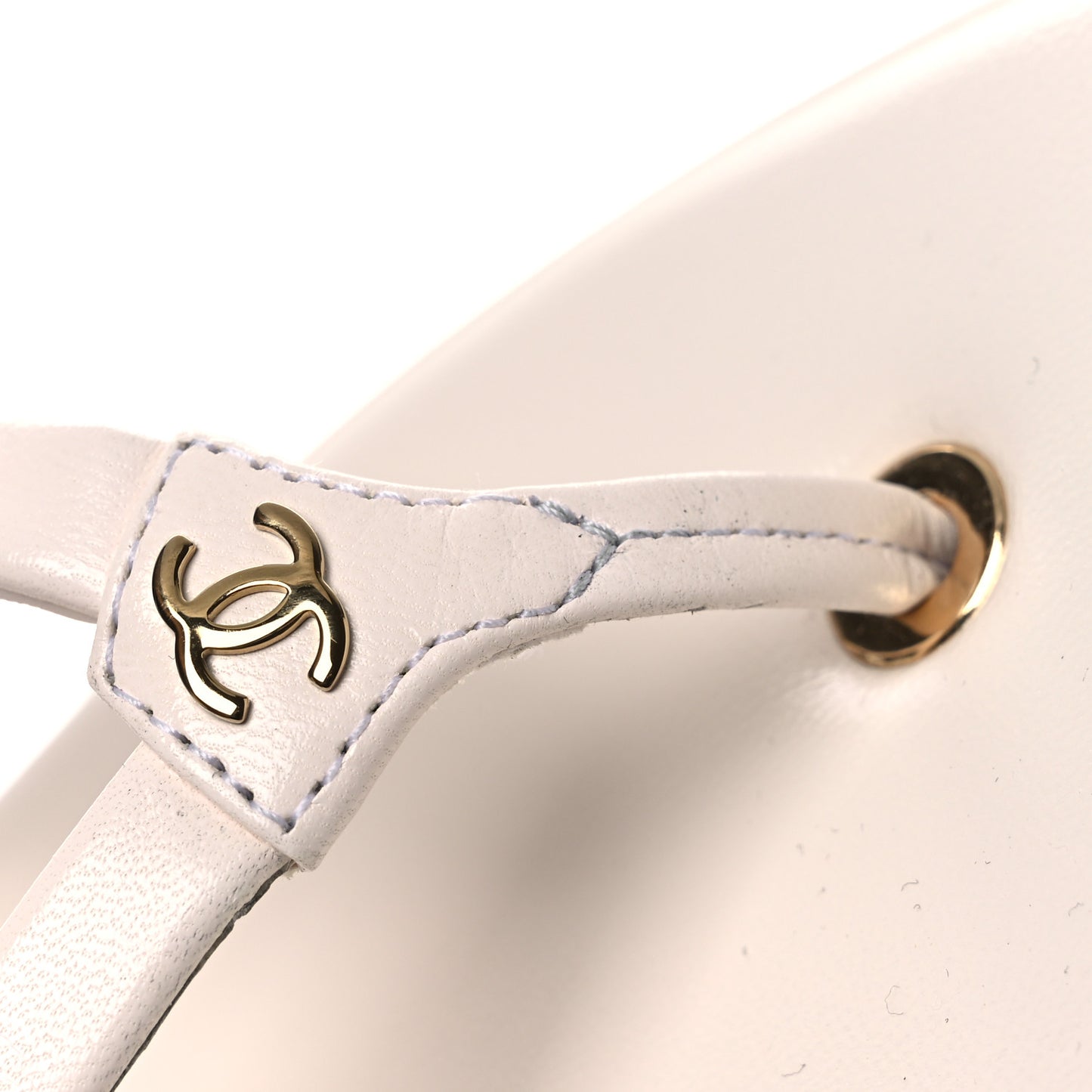 Goatskin CC Times Square Thong Sandals 37.5 White