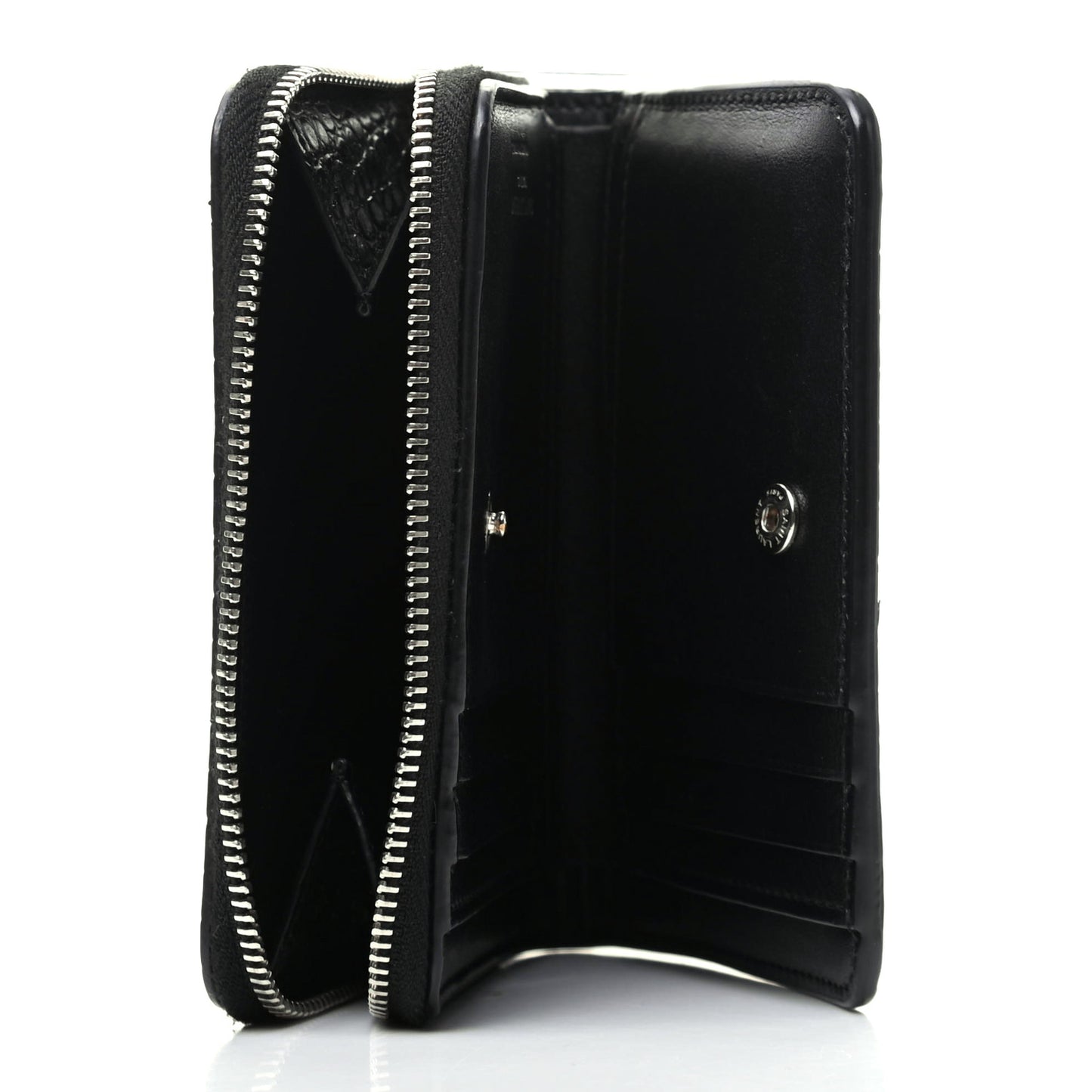 Calfskin Crocodile Embossed Monogram Compact Wallet Black