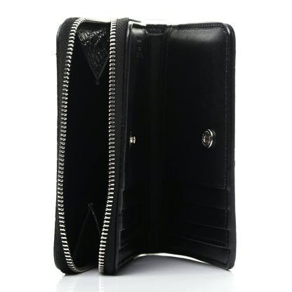 Saint Laurent Calfskin Crocodile Embossed Monogram Compact Wallet Black 5 of 10