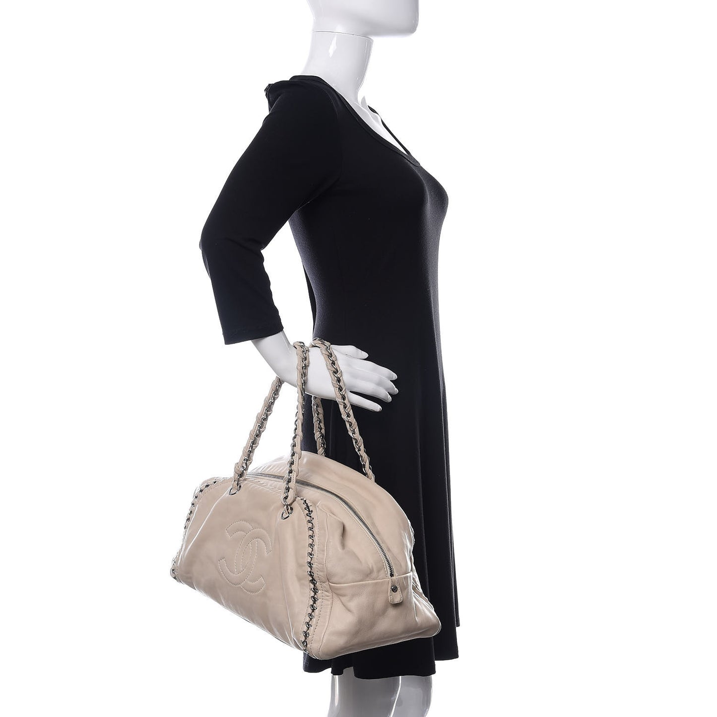 Smooth Calfskin Large Luxe Ligne Bowler Light Beige