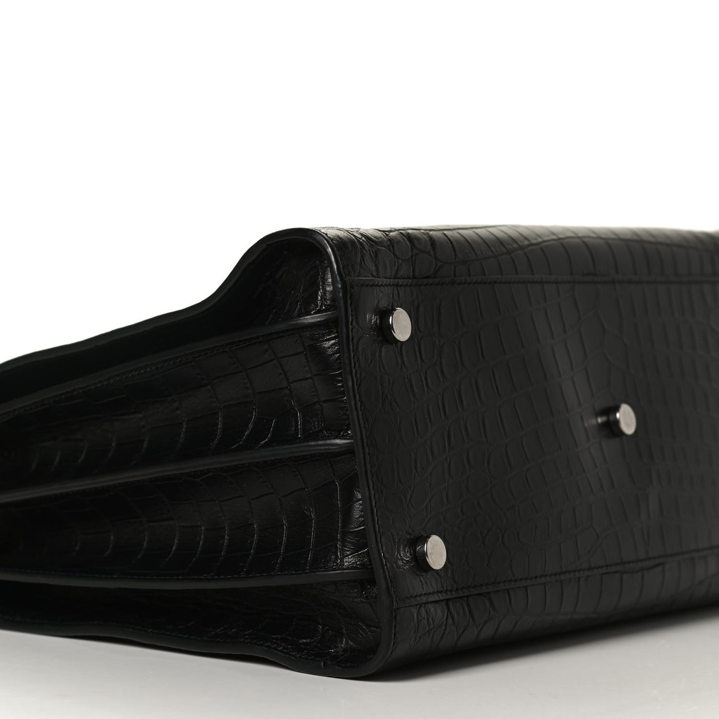 Calfskin Crocodile Embossed Small Supple Sac de Jour Black