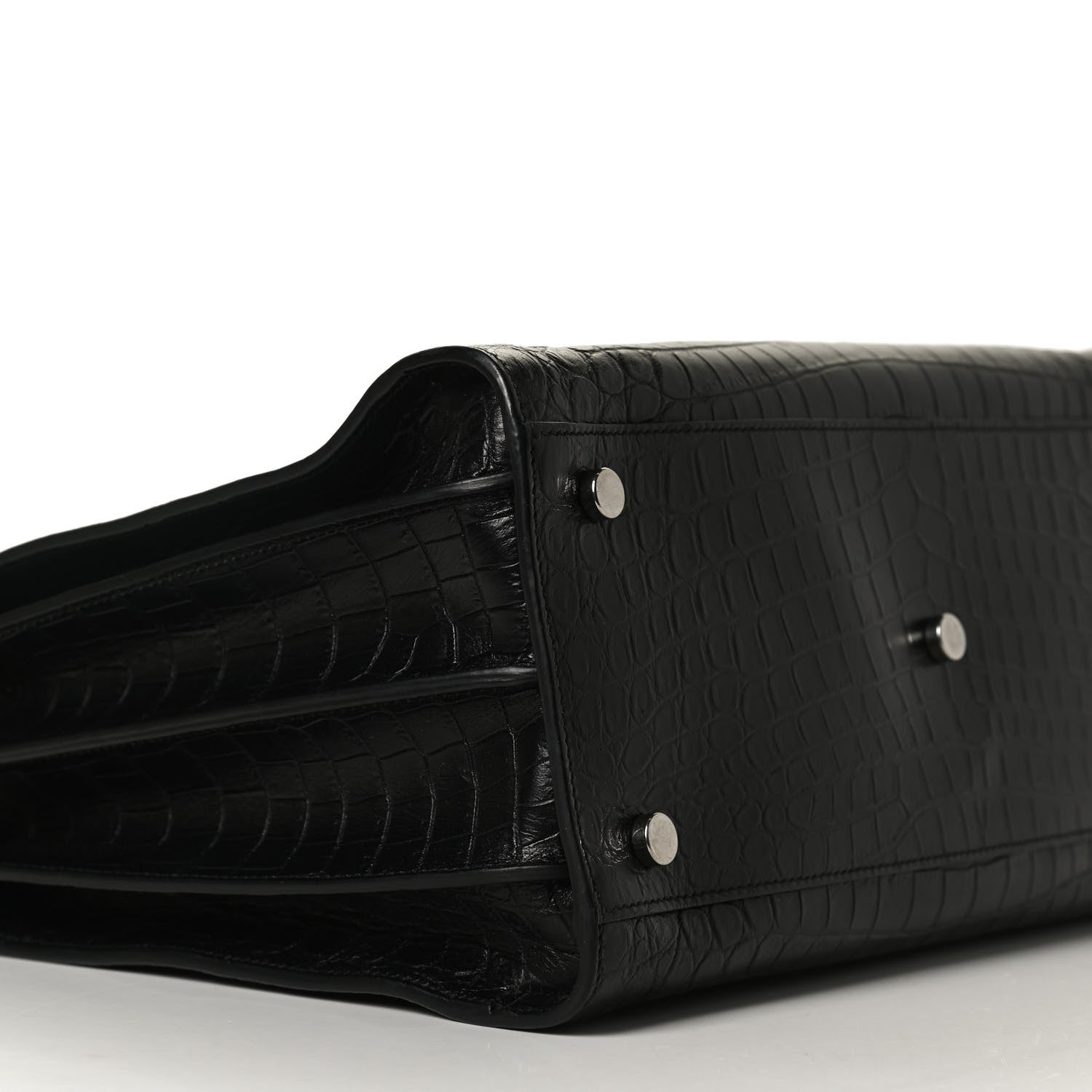 Saint Laurent Calfskin Crocodile Embossed Small Supple Sac de Jour Black 8 of 11