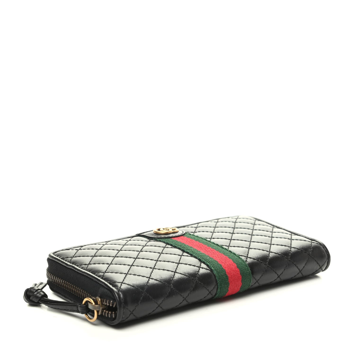 Gucci Calfskin Web Trapuntata GG Zip Around Wallet Black 4 of 9