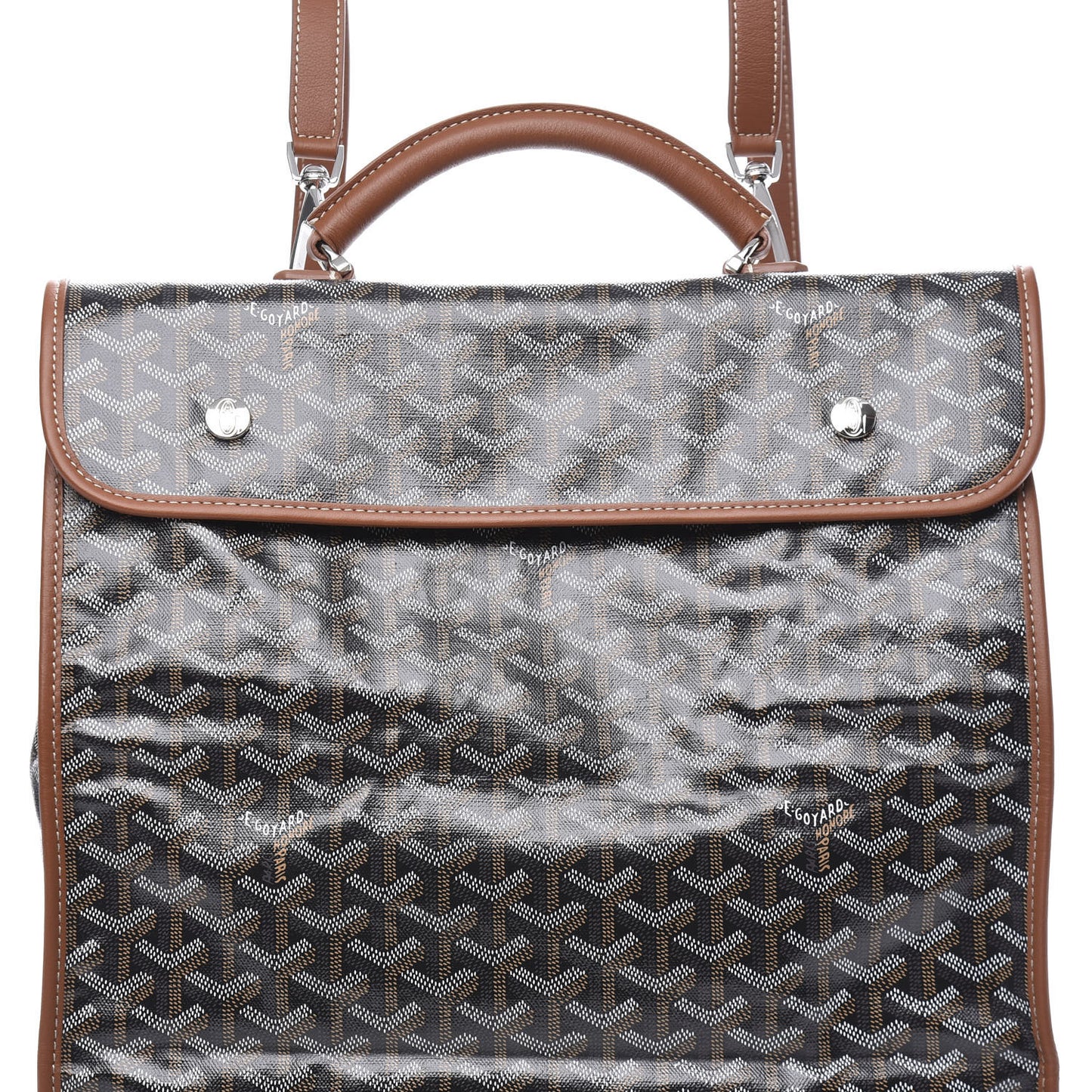 Goyardine Saint Leger Soft Briefcase Backpack Black Gold