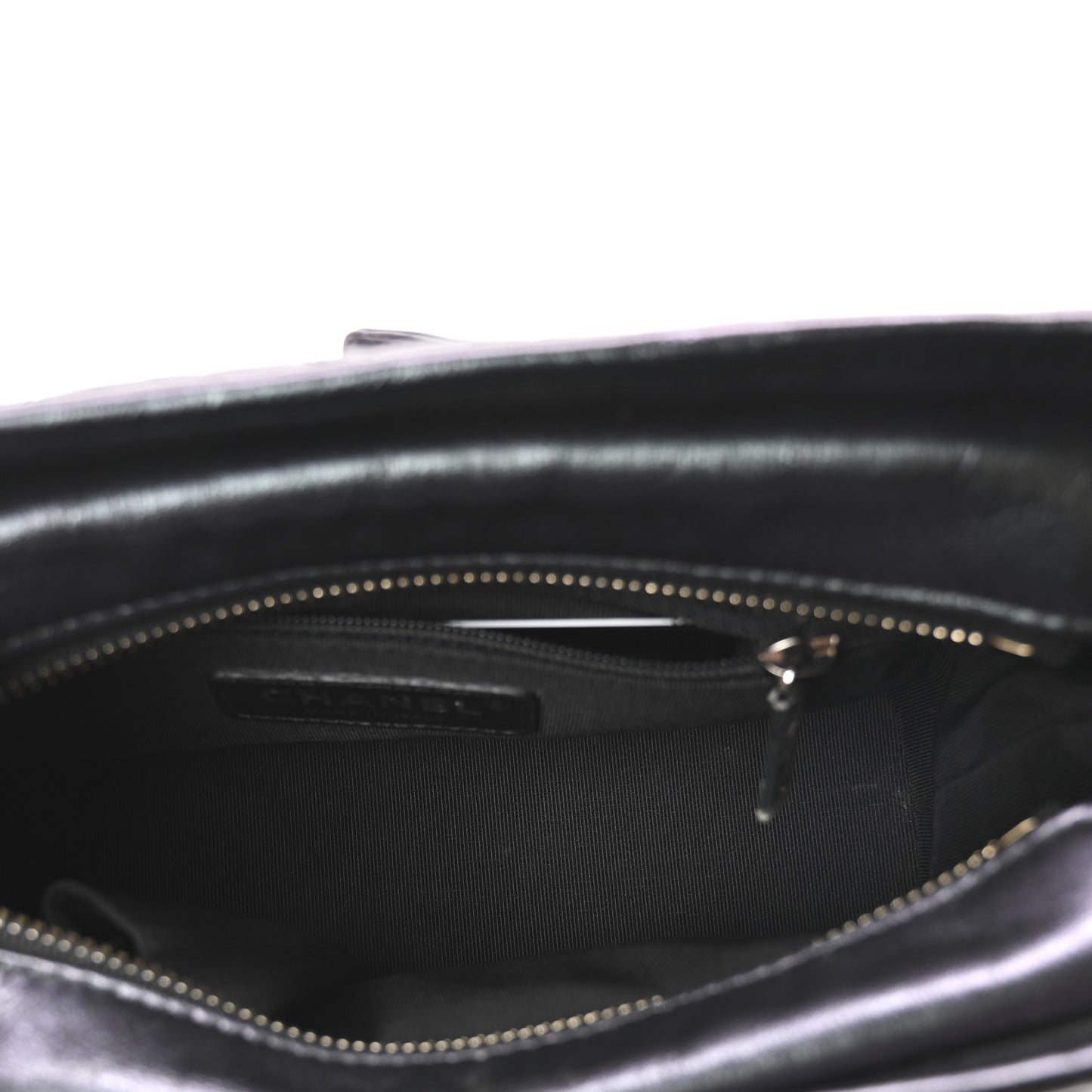 Iridescent Aged Calfskin Quilted Small Gabrielle Hobo Black