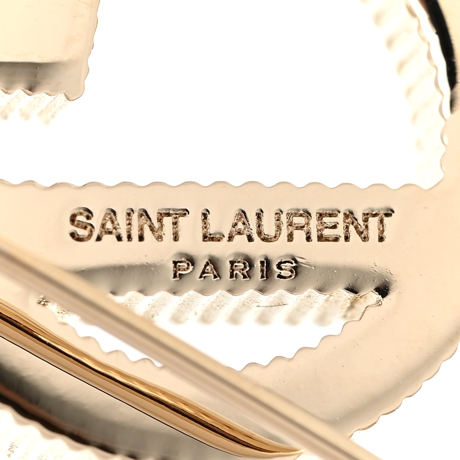 Saint Laurent Metal Textured Cassandre Opyum YSL Brooch Pale Gold 3 of 4