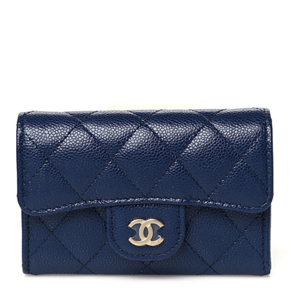 Chanel Caviar Quilted Flap Card Holder Wallet Navy Blue 1 of 10