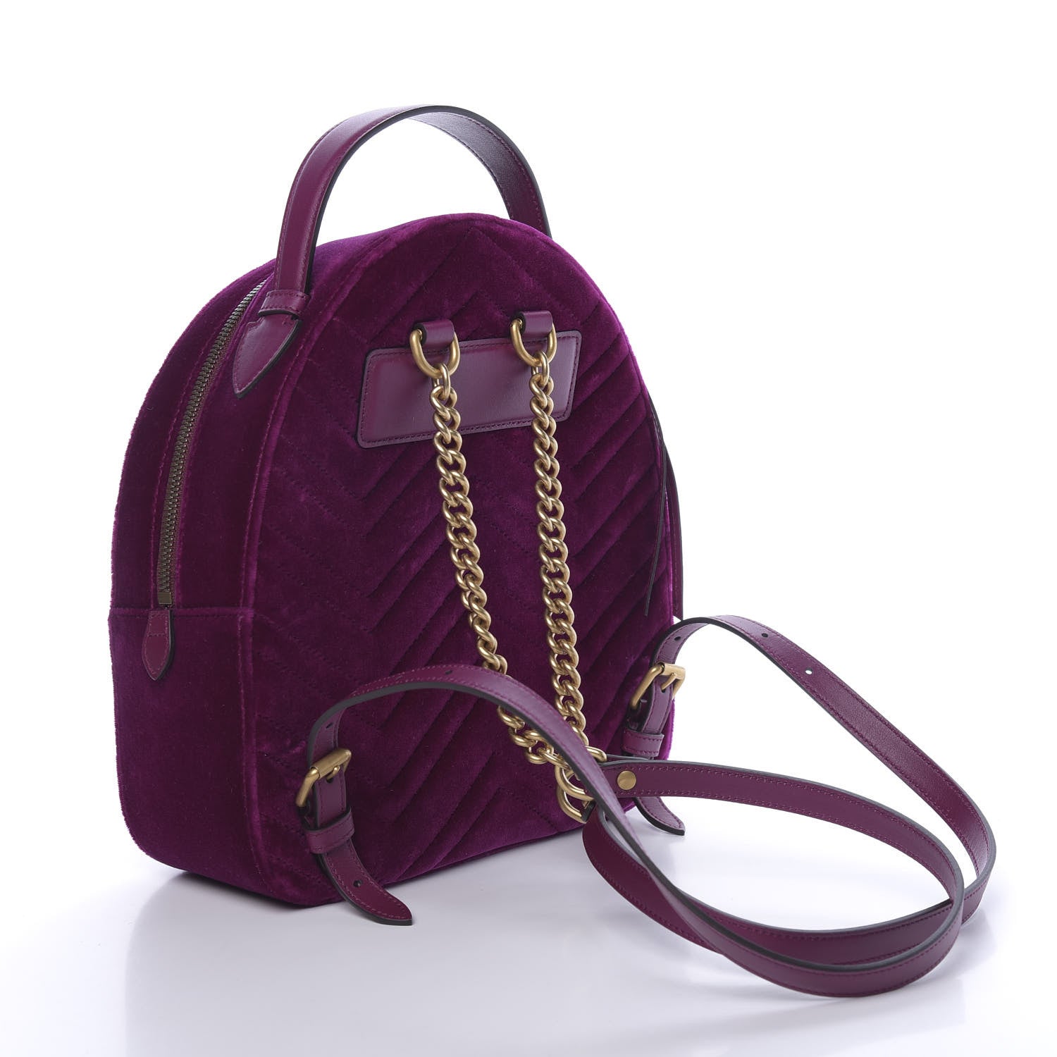 Gucci Velvet Matelasse GG Marmont Dome Backpack Fuchsia Violet Cyclamen 2 of 9