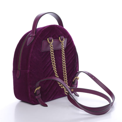 Gucci Velvet Matelasse GG Marmont Dome Backpack Fuchsia Violet Cyclamen 2 of 9