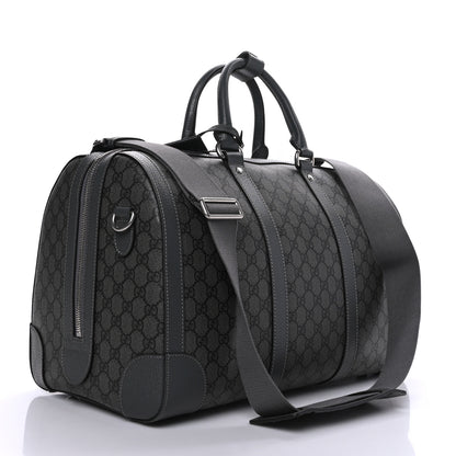 Gucci GG Supreme Monogram Textured Dollar Calfskin Medium Savoy Duffle Bag Grey Black Graphite Grey 3 of 10