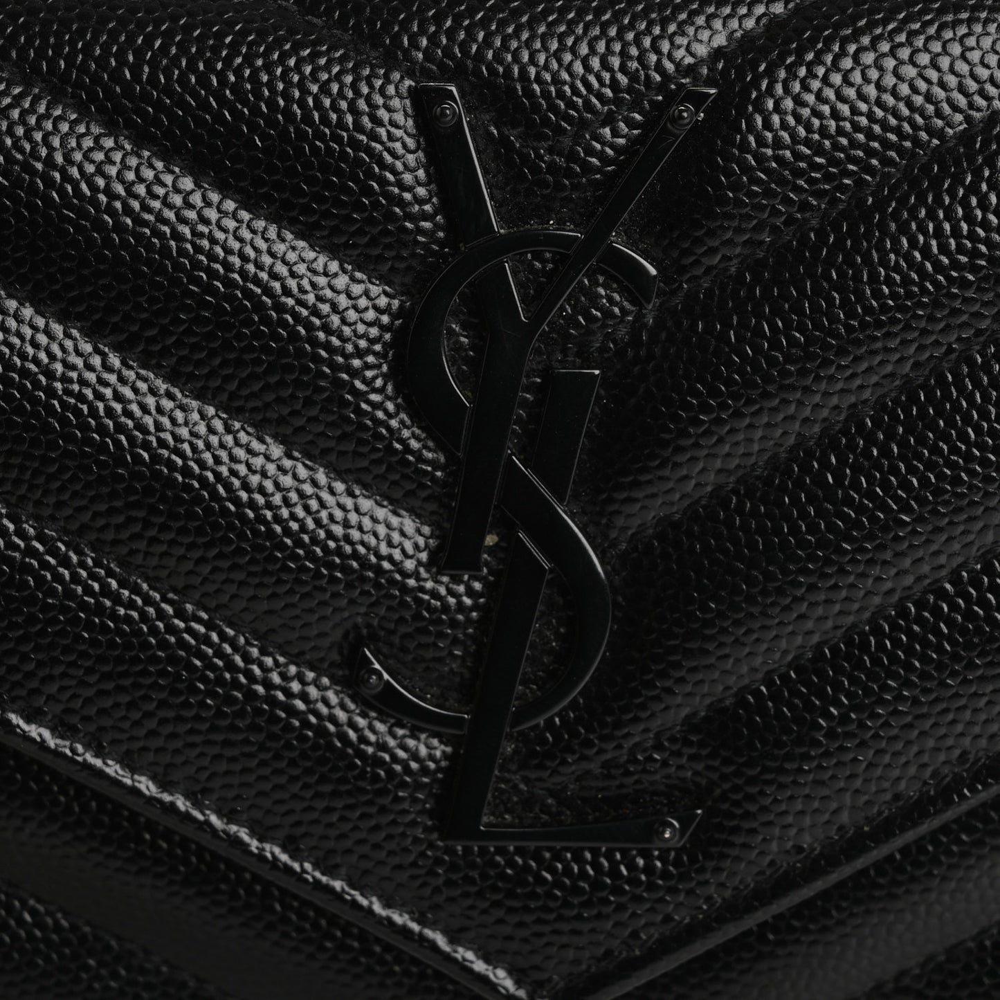 Grain De Poudre Matelasse Chevron Monogram Flap Wallet Black