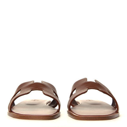 Hermes Box Calfskin Oran Sandals 38.5 Gold 4 of 6