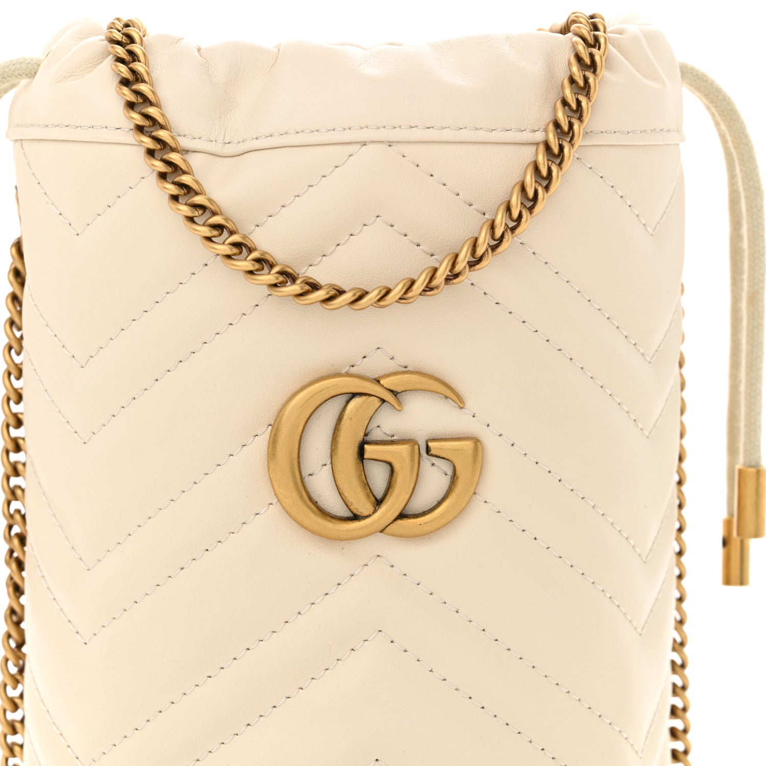 Gucci Calfskin Matelasse Mini GG Marmont 2.0 Bucket Bag White 8 of 10