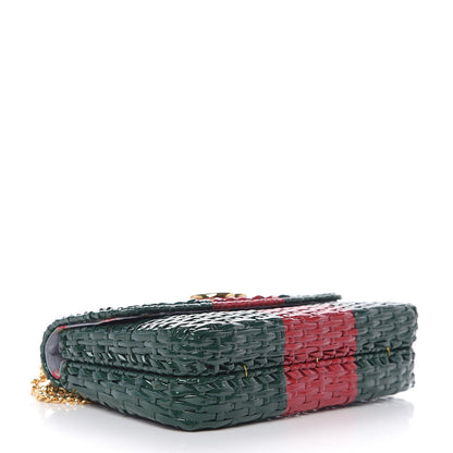 Gucci Glazed Wicker Stripe Small Cestino Shoulder Bag Green 3 of 9