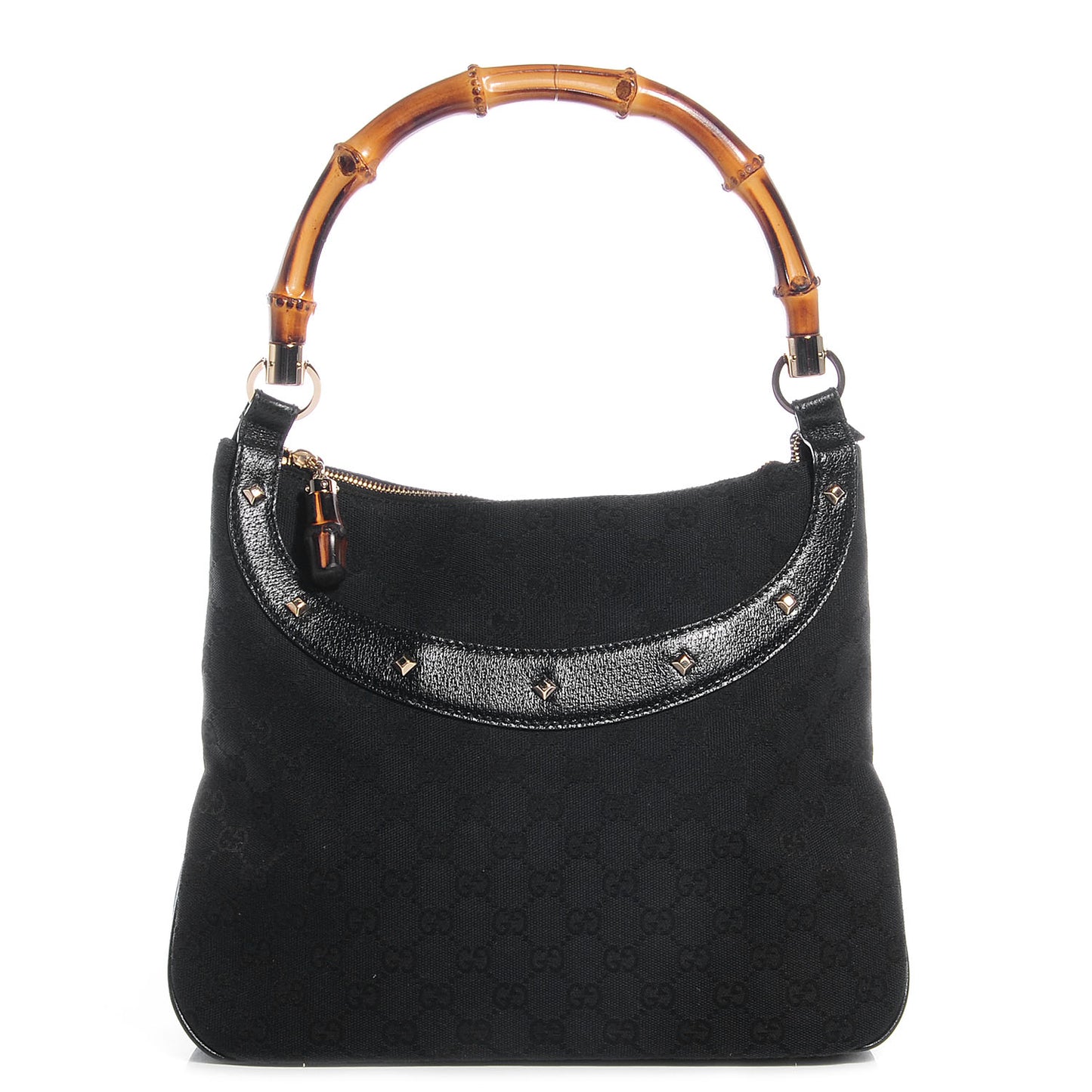Monogram Anita Bamboo Top Handle Bag Black