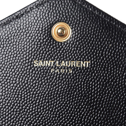 Saint Laurent Grain De Poudre Matelasse Chevron Monogram Chain Wallet Black 6 of 10