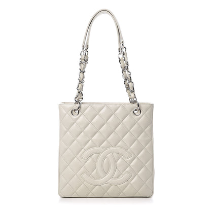 Chanel Caviar Quilted Petit Shopping Tote PST White 1 of 10
