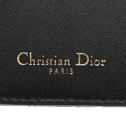 Christian Dior Grained Calfskin Supple Cannage Caro Scarlet Zipped Wallet Black 6 of 8