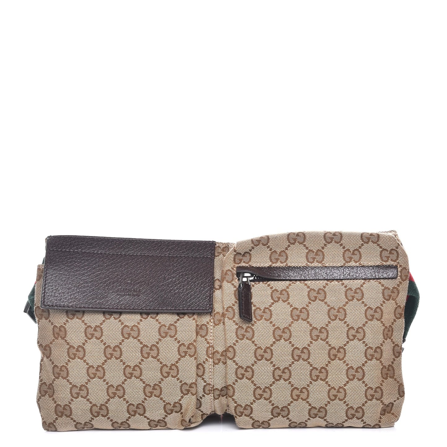 GG Monogram Double Pocket Belt Bag Dark Brown