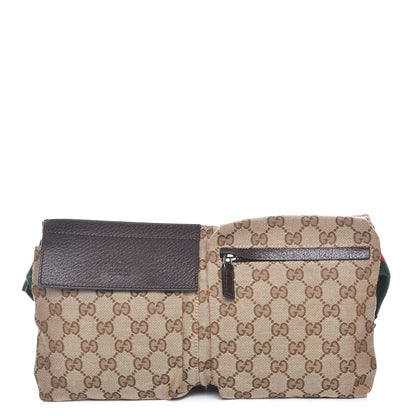 Gucci GG Monogram Double Pocket Belt Bag Dark Brown 1 of 8