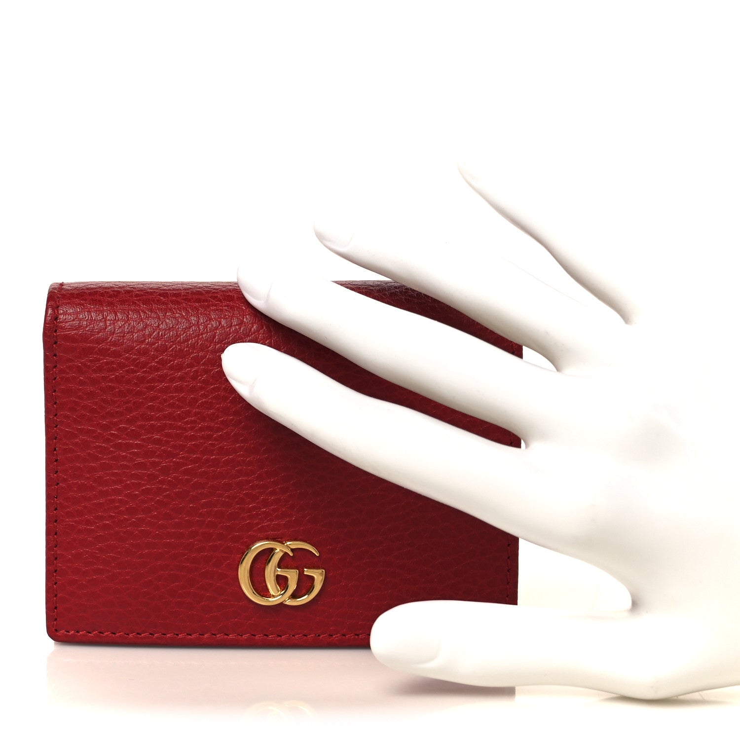 Gucci Dollar Calfskin GG Marmont Card Case Hibiscus Red 2 of 11