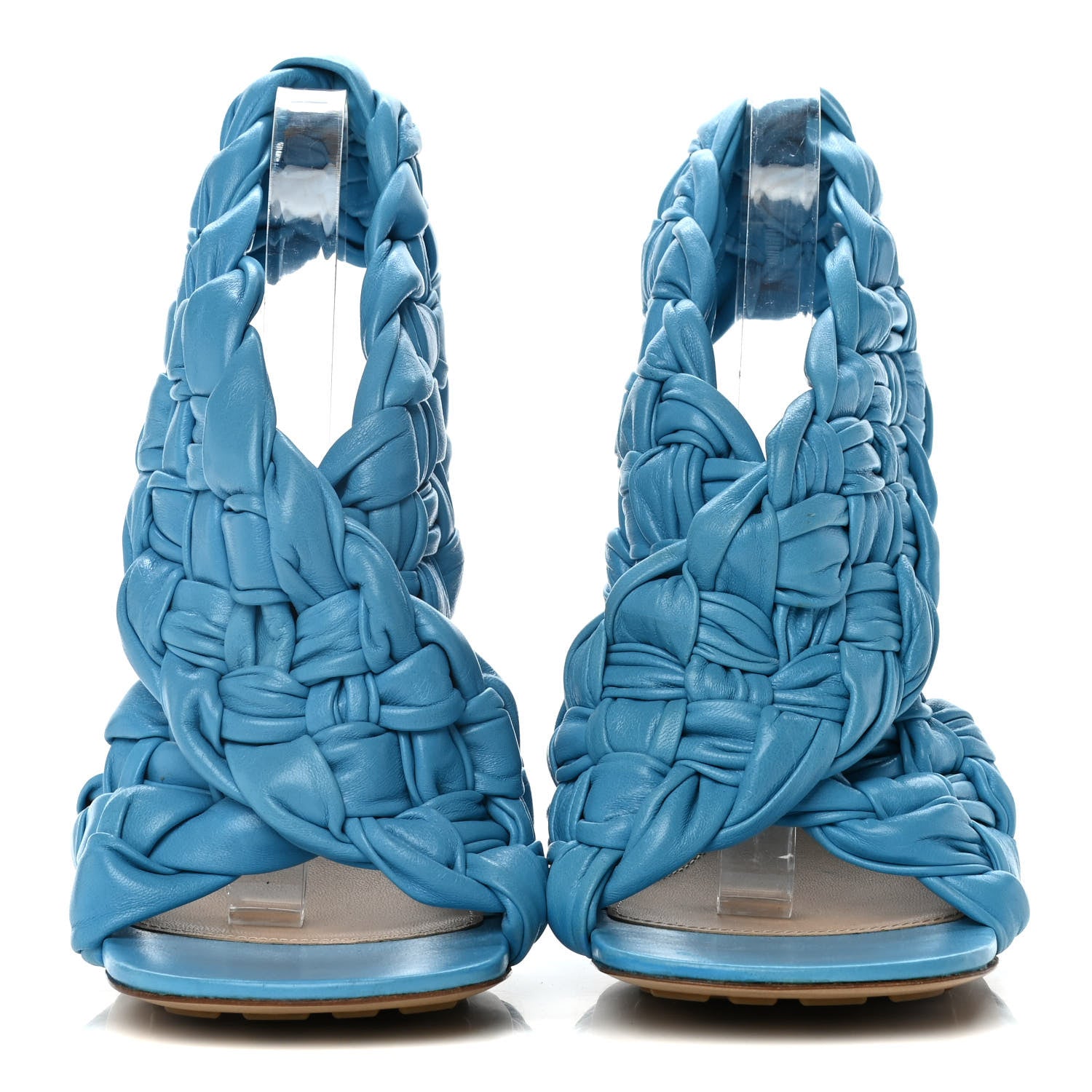 Bottega Veneta Shiny Nappa Intrecciato The Board Sandals 39 Sky Blue 2 of 8