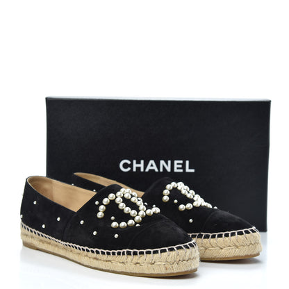 Chanel Suede Pearl CC Espadrilles 39 Black 10 of 10