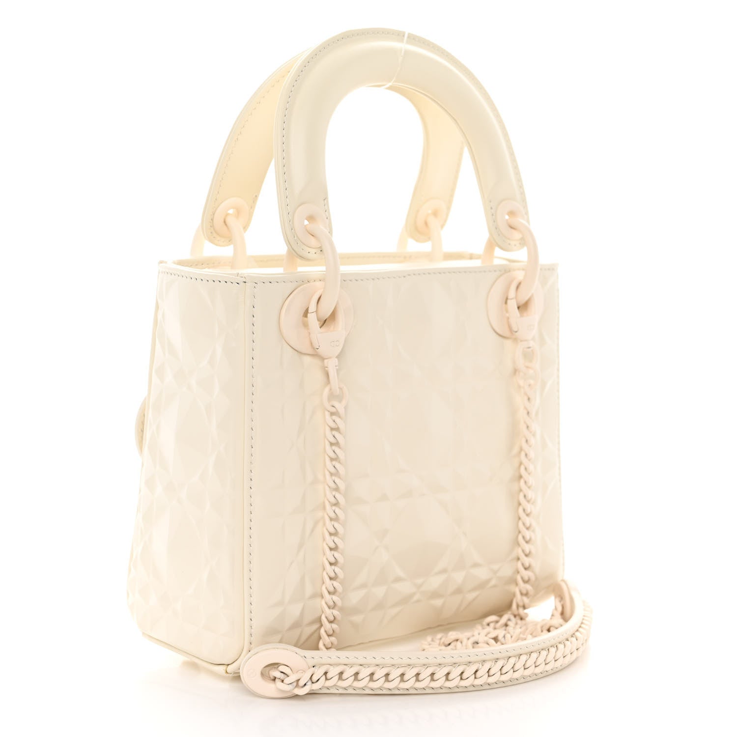 Christian Dior Calfskin Cannage Diamond Mini Lady Dior White 3 of 10