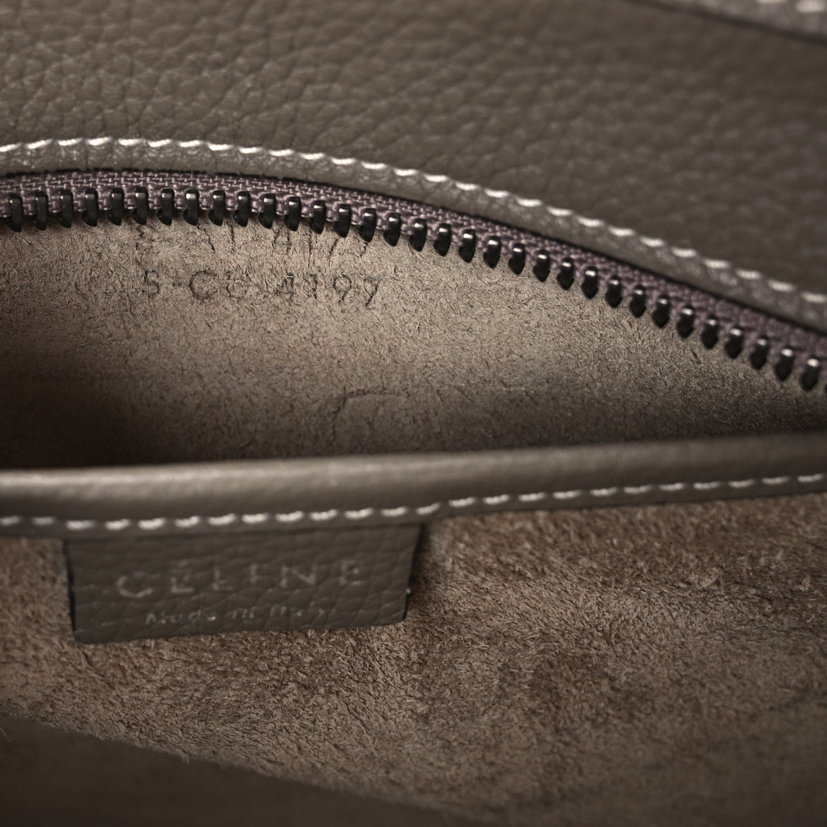Celine Drummed Calfskin Nano Luggage Souris 7 of 11