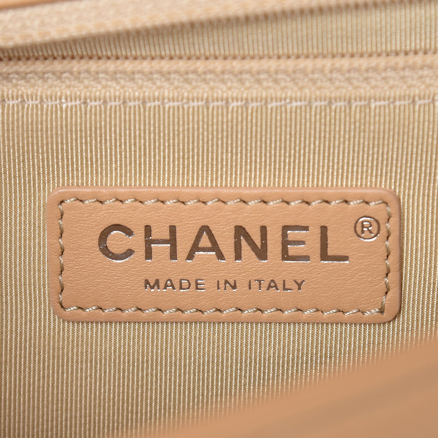 Calfskin Chevron New Medium Boy Flap Beige