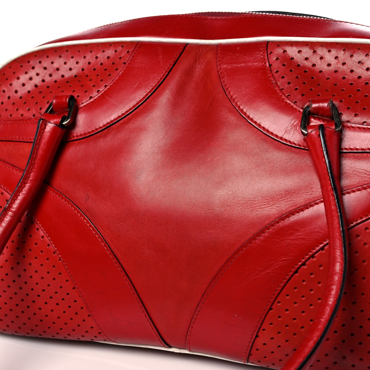Vitello Drive Perforated Bowling Bag Fuoco
