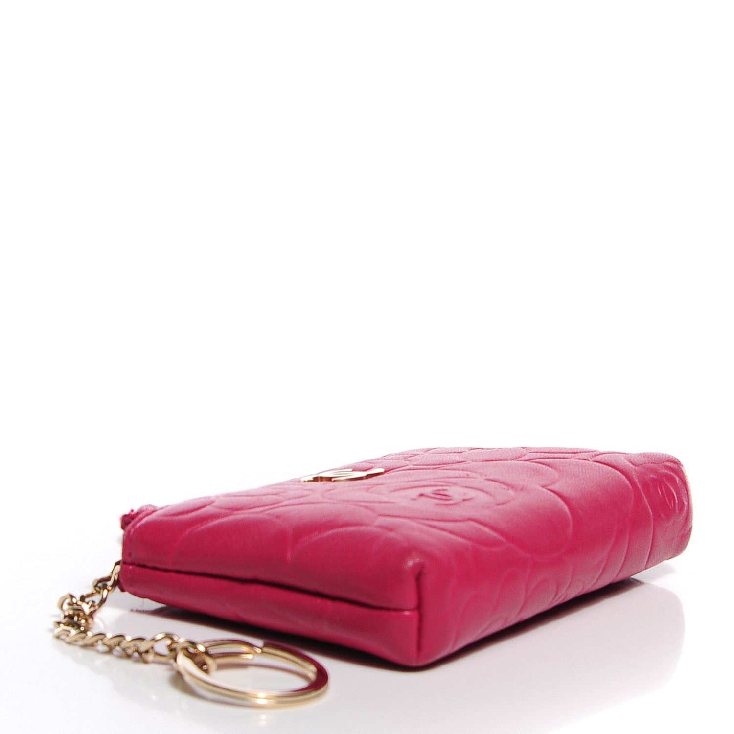 Chanel Lambskin Camellia Embossed Key Holder Case Fuchsia 4 of 7