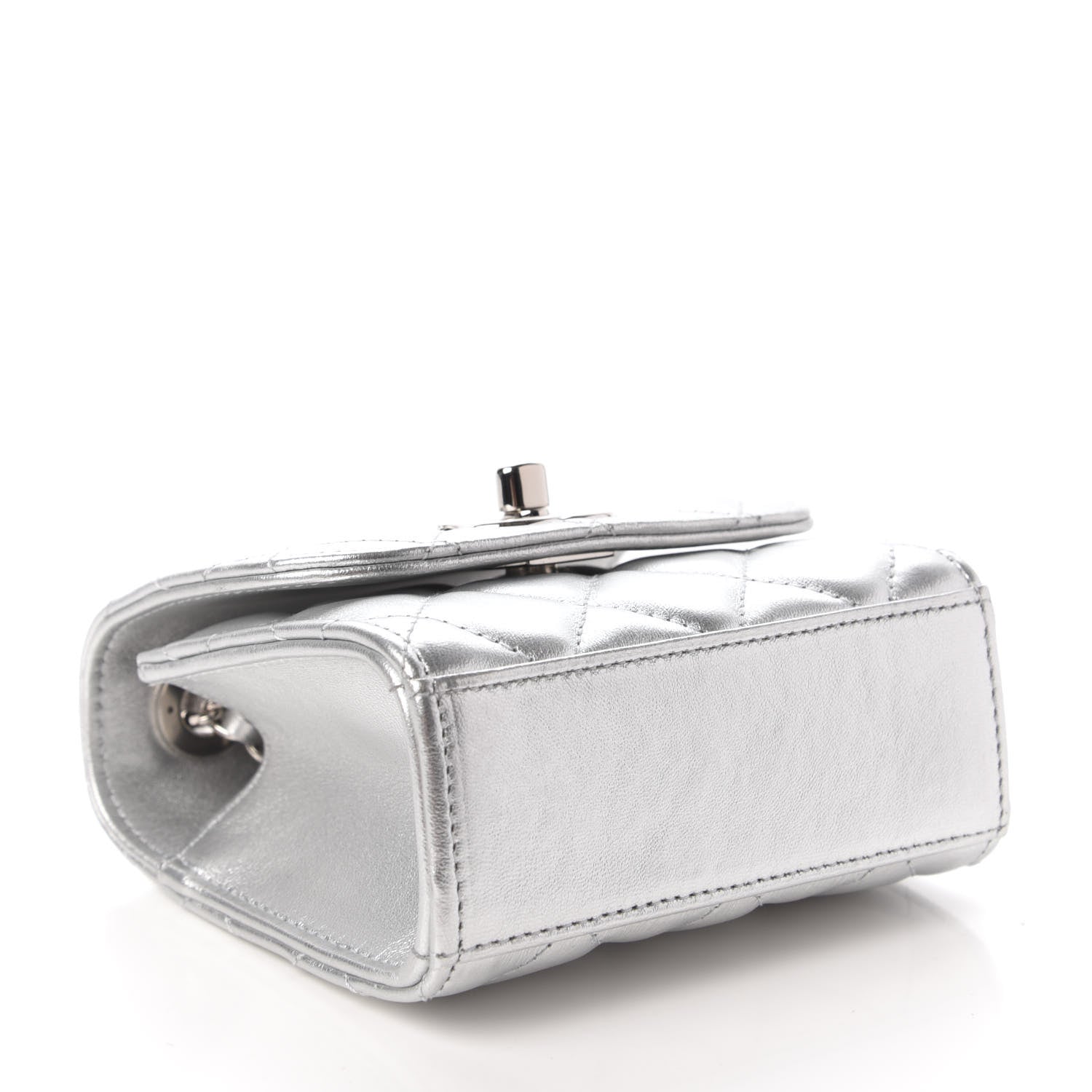 Chanel Metallic Lambskin Quilted Mini Trendy CC Clutch With Chain Silver 4 of 11