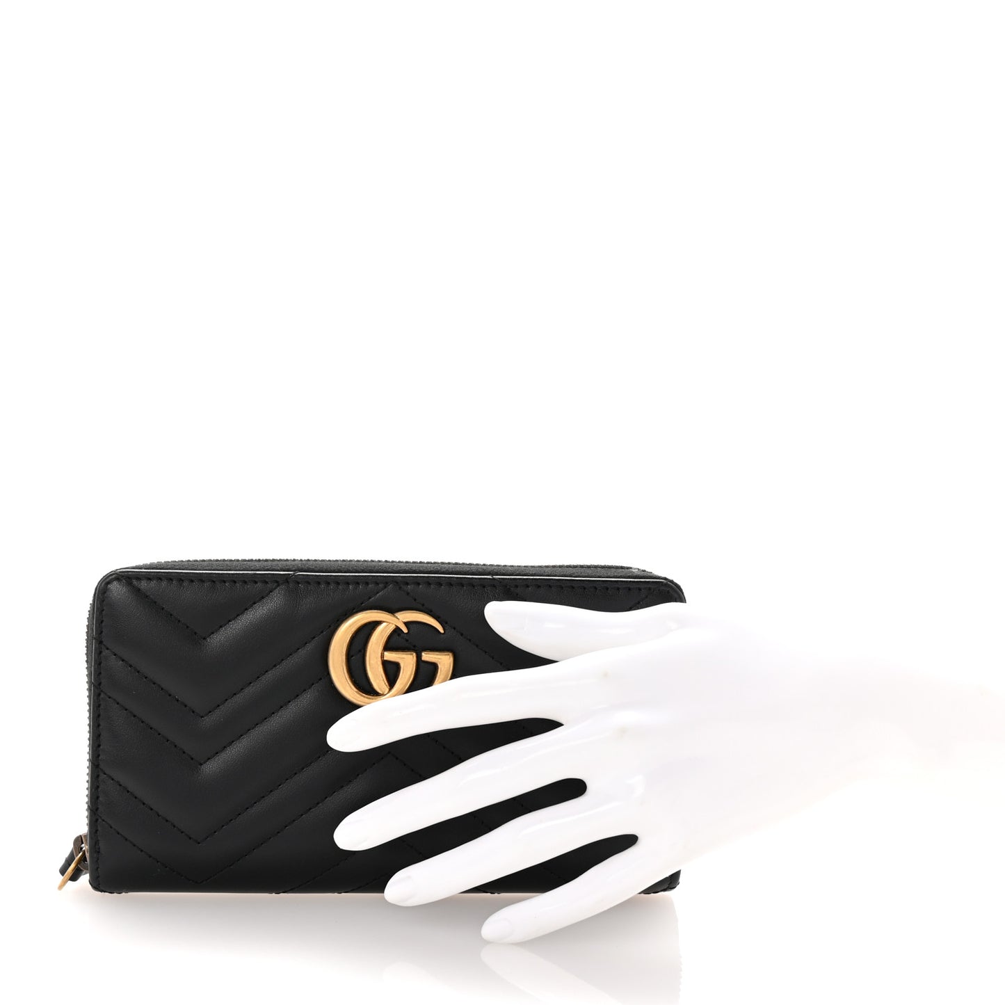 Calfskin Matelasse GG Marmont Zip Around Wallet Black